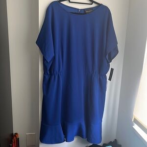 Donna Morgan Blue Ruffle Hem Dress - 20W -NWT